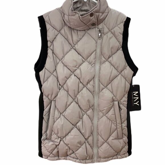 Gray Diamond Quilted Puffer Vest - NEW - Picture 1 of 4